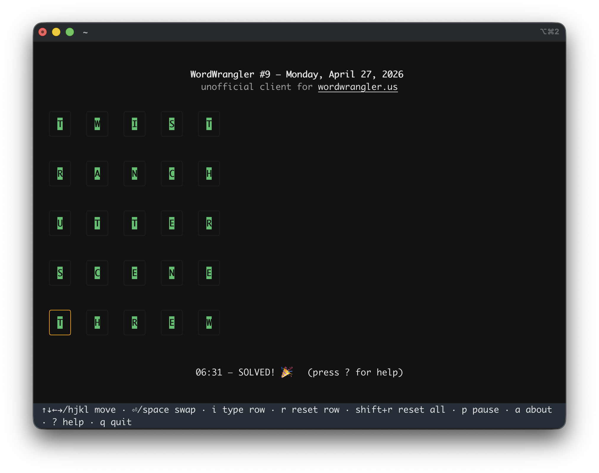 wordwrangler-tui screenshot